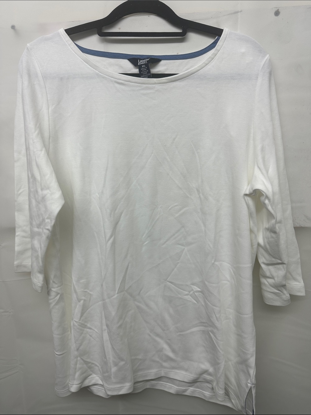 Lands' End White Long Sleeve Boatneck Tee